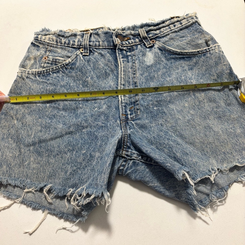 RARE VINTAGE LEVI'S ORANGE TAB Acid Wash High Rise Cutoff Denim Jean Shorts - Picture 12 of 15